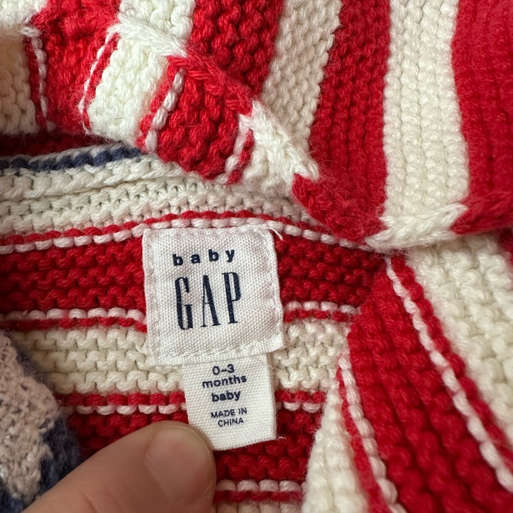 GAP Baby American Flag 4th of July Knit Cardigan Sweater | Size 0-3M - Picture 5 of 6